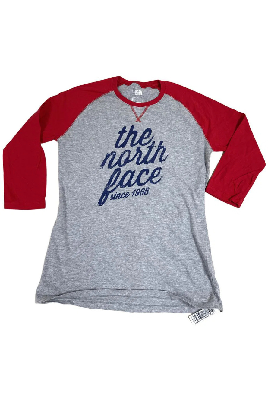 The North Face Women's Raglan Graphic T-Shirt Red/Grey/Blue Est - Regular